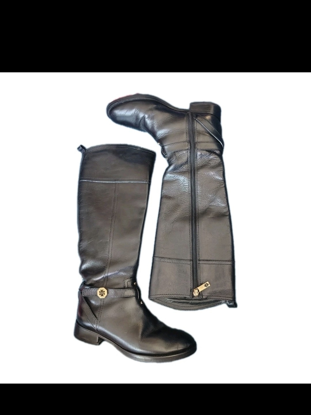 Tory Burch Black Leather Knee High Boots Size 5.5